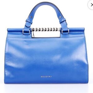 Bulgari Vibrant Blue Scagli Handle Satchel